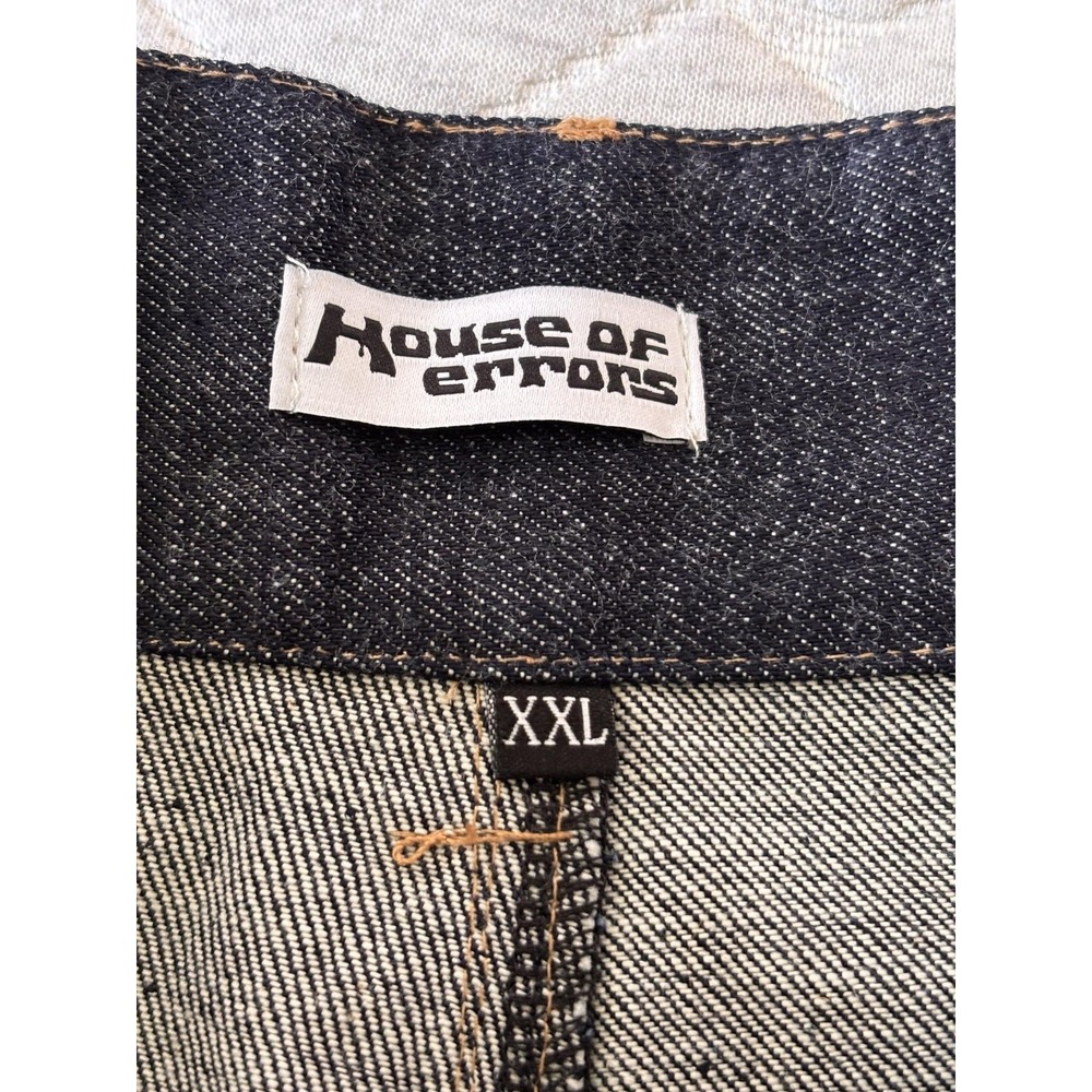 House Of Errors Jeans Mens 40x30 Blue Melting Leather Selvedge Denim Wide Leg - Picture 7 of 11